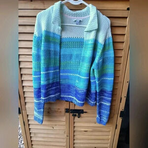 Isaac Mizrahi Live! Oversized and Open Front Striped Cardigan 